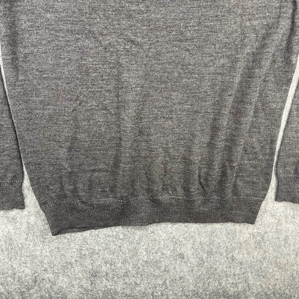 Calvin Klein Mens Sweater Large Extra Fine Merino Wool V-Neck Grey New